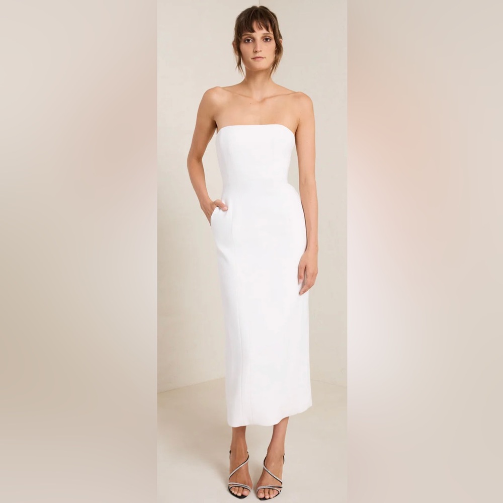 ALC White Elizabeth Strapless Midi Dress Size 2